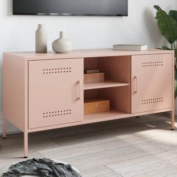 Mueble de TV de acero rosa 100,5x39x50,5 cm vidaXL