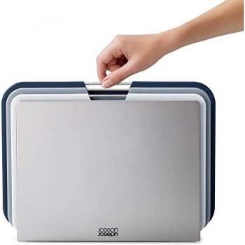 Joseph Joseph Nest Large 3-Piece Chopping Board Set with Storage Stand, Grey