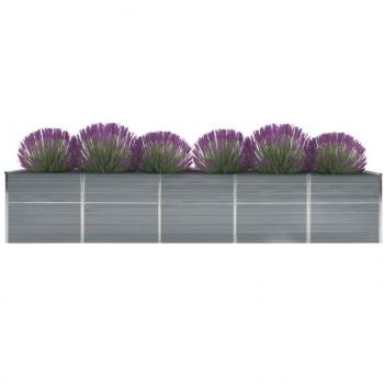 vidaXL Garden Raised Bed Galvanised Steel 400x80x77 cm Grey