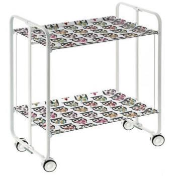 Carrito Auxiliar Plegable Don Hierro con Ruedas y 2 Estantes, Color Blanco