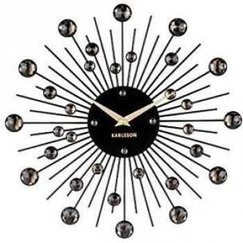 Reloj de pared Karlsson Sunburst de metal negro y cristal, 30 cm