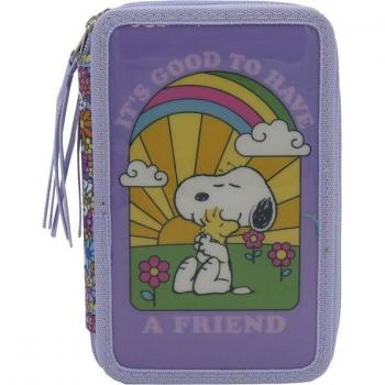 Plumier Snoopy Triple 3 Pisos Multicolor con Material Escolar CyP Brands