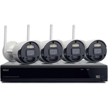 Kit de Videovigilancia Inalámbrico Isiwi Connect S4 NVR 8 Canales + 4 Cámaras IP 1080p, Interior/Exterior, Visión Nocturna, Detección Humana