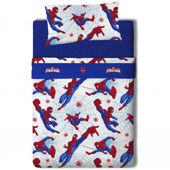 Marvel Spiderman Juego de Sábanas, Algodón-Poliéster, Multicolor, Cama 80/95