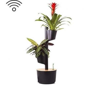 CitySens - Macetero Vertical con Autorriego WiFi, Negro, 2 Macetas