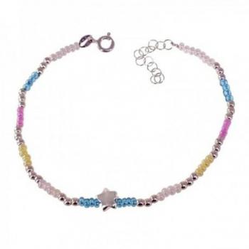 Pulsera de Plata de Ley 925m para Mujer con Diseño Combinado de Colores y Estrella Lisa