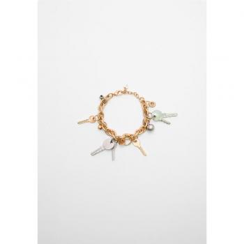 Gold Multi-Charm Key Bracelet OS