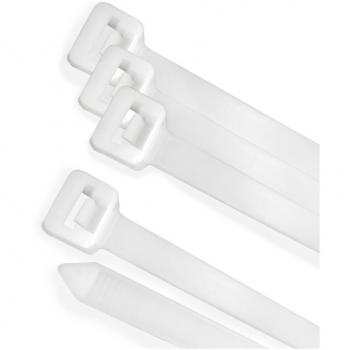 Brida de Nylon 100%, Color Blanco/Natural, Tamaño 3,6 x 370 mm, Bolsa de 100 Piezas, Abrazadera Plástica, Organizador de Cables, Alta Resistencia