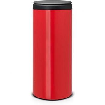 Brabantia FlipBin 106903 - Cubo de Basura, 30 l, Tapa Gris Oscuro, Cuerpo de Color Rojo