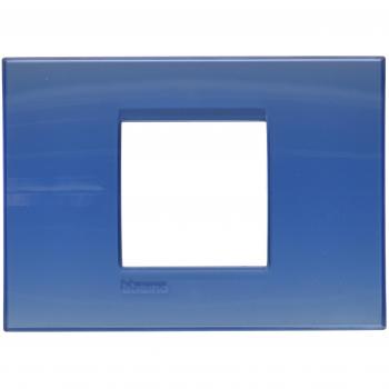 Placa Cuadrada Livinglight Azul Deep 2 Módulos Centrados BTICINO LNA4819AD