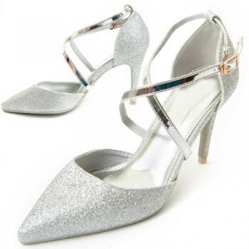 Zapato De Tacón Para Mujer Montevita Brill2 92144 Plateado Talla: 38