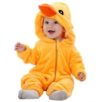 MICHLEY Bebé Ropa Mameluco Niños Niñas Pelele Pijama de Primavera y otoño Franela Traje de Animales Pato-70cm