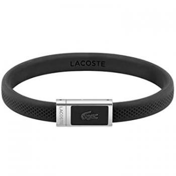 Pulsera de hombre Lacoste de acero inoxidable y silicona negra