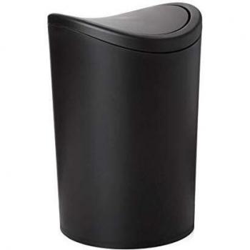 Tatay Papelera Baño con Tapa Basculante, 6L de Capacidad, de Polipropileno, Libre de BPA, Color Negro