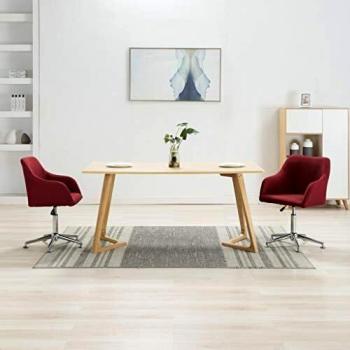 Wine Red Fabric Swivel Dining Chairs - Set of 2