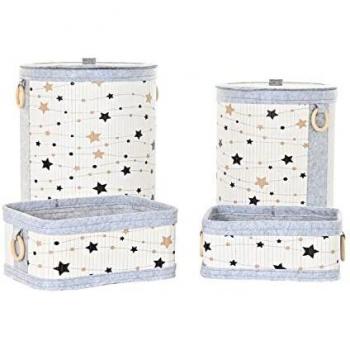 Set de 4 cestas con diseño de estrellas en bambú de 36 x 36 x 50 cm