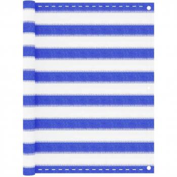 Toldo de balcón Day and Night HDPE azul y blanco 90x400 cm