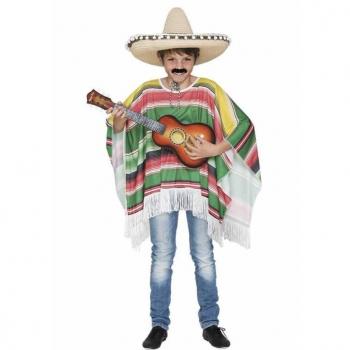 Disfraz de Poncho Mexicano a rayas para niños