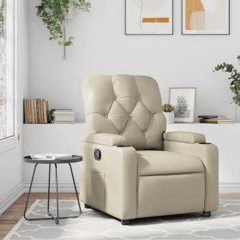 Sillón reclinable de cuero sintético crema Vidaxl Crema