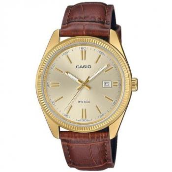 Reloj Analógico de Cuarzo para Hombre Casio MTP-1302PGL-9AVEF con Correa de Cuero Marrón, 38 mm, Colección Timeless