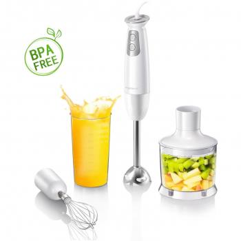 Aigostar Stirring Set White 30IMY - Set de batidora de mano con picadora y varilla mezcladora, potencia de 400 W con control graduable y dos velocidades. Plásticos de alta calidad libres de BPA y acero inoxidable tipo 304 de grado alimentario. Color blan