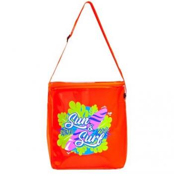 Nevera Térmica de Playa Plegable Naranja 6L con Asa Larga - Impermeable y Reutilizable, Ideal para Playa y Picnic