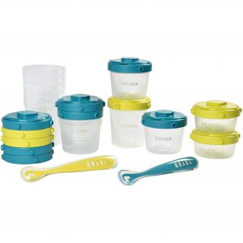 Beaba Recipientes para comida de bebé 1st Meal Set verde y azul