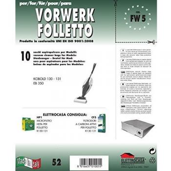 Sacos de Papel Compatibles para Aspiradora Folletto FW 5 - Paquete de 10 unidades