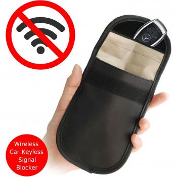Coche clave bloqueador de señal funda de seguridad, 100% Defender llavero RFID señal de amplificador de señal y GPS rastreador bolsa, sin llave entrada SmartKey señal de bloqueo antirrobo Jammer funda con tarjetas de identificación bolsillo de pantal