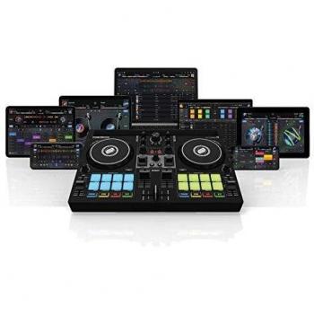 Reloop Buddy compact 2-channel DJ controller for Algoriddim DJay on iOS, PadOS, Android, Mac and PC with RGB performance pads, FX paddles and Neural Mix controls AMS-BUDDY
