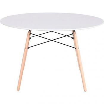Mesa de Comedor Home ESPRIT Blanco Negro Natural Abedul Madera MDF 120 x 120 x 74 cm