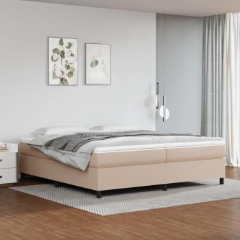 Cama box spring suave con colchón de cuero sintético cappuccino 200x200cm