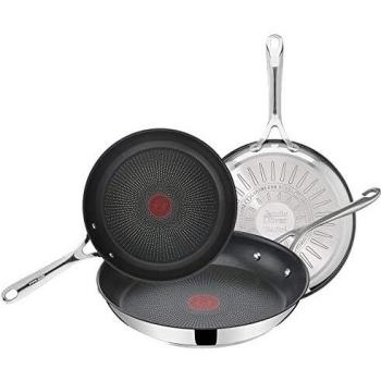 Tefal Jamie Oliver - Juego 3 Sartenes: 3 Sartenes 20/24/28 cm de acero inoxidable, sartenes antiadherentes, reforzado con Titanio, Thermo-Signal, forma profunda, todo tipo de cocinas, fácil limpieza