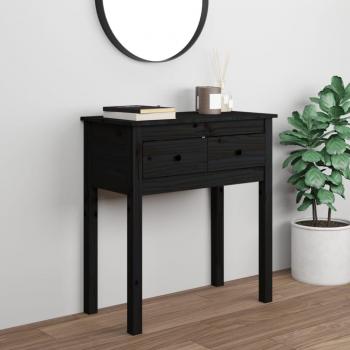 Mesa Consola Negra de Madera Maciza de Pino 70x35x75 cm