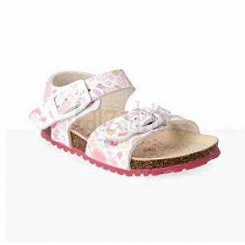Garvalin Girls Open Toe Sandals, Genuine Leather, White with Print