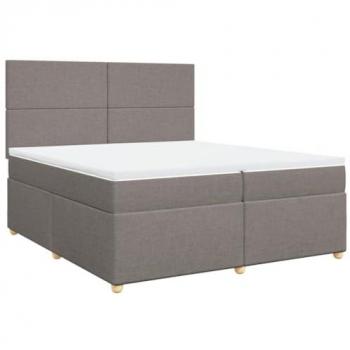 Cama Box Spring con colchón de muelles en tela gris taupe 200x200 cm