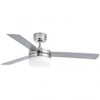 Faro Barcelona 33608 - PANAY Ventilador de techo con luz, 40W, cuerpo de acero, difusor de cristal opal, palas madera