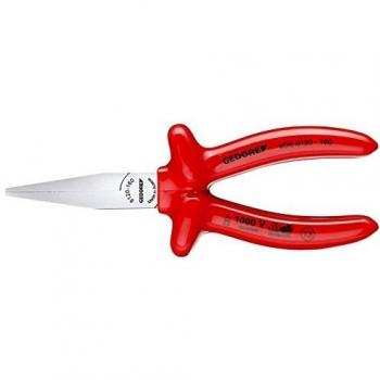 Alicate VDE boca plana GEDORE 8120-160, 160 mm, aislamiento hasta 1000V, acero al cromo vanadio, acabado pulido, mangos ergonómicos y antideslizantes