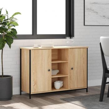 Aparador de madera de ingeniería 100x35x70 cm en color roble Sonoma, mueble de almacenaje para salón, buffet, armario auxiliar y armario de almacenamiento