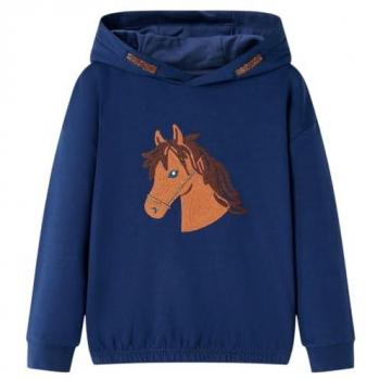 Sudadera Infantil con Capucha Azul Marino 140, Ropa Infantil de Manga Larga, Dobladillo Elástico