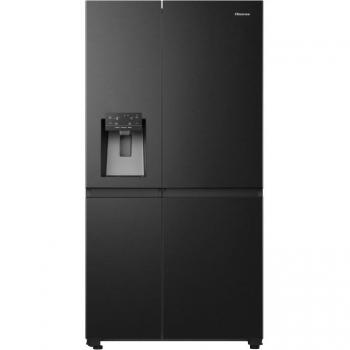Frigorífico Side by Side No Frost Hisense RS818N4TFE 632L con Dispensador de Agua y Hielo, Clase E, Color Negro