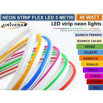 Tira LED Neón Flexible 5 Metros 12V Impermeable IP65 Luz Blanca Fría 6500K