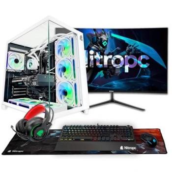 PC Gaming NitroPC Pack Diamond Blanco - Intel Core i7-12700KF, RTX 5060 8GB, 32GB DDR4, 2TB M.2 NVMe, Windows 11, Monitor Curvo de 27