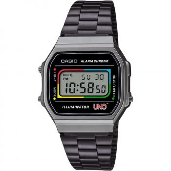 Casio Vintage Digital UNO Collaboration Multicolor Stainless Steel Quartz Unisex Watch A168WEUC-1A