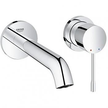 Grohe Essence - Grifo de lavabo de doble agujero con sistema de montaje en pared, kit para montaje final, cuerpo empotrado no incluido, tecnología Grohe EcoJoy, aireador Grohe AquaGuide