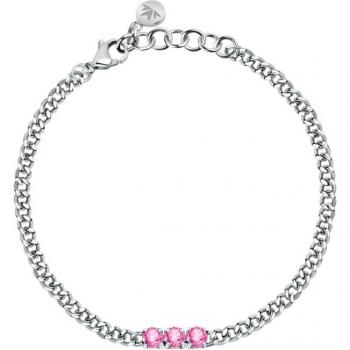 Pulsera Morellato Poetica de acero con cristales color rosa