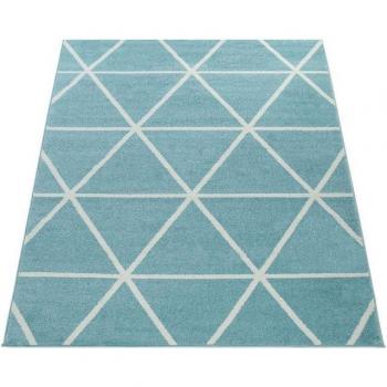 Alfombra Pelo Corto Moderna Diseño Geométrico Motivo Rombos Verde 60x100 cm - Paco Home