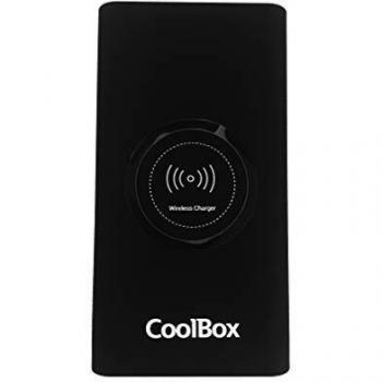 CoolBox COO-PB08KW-BK Powerbank con carga inalámbrica Qi 8000 mAh – Carga 2 dispositivos a la vez, tacto suave de goma. Color Negro