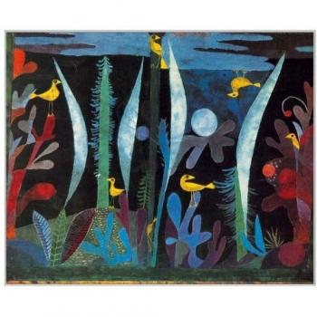 Artopweb 31x38 cm Panel Decorativo con Diseño Klee Paesaggio con Uccelli Gialli, Madera, Multicolor, 38x1.8x31 cm