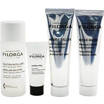 Filorga Intense Hydration Set: Micellar Solution 50ml, Hydra-Hyal 7ml, Hydra-Filler 30ml, Meso Mask 30ml with Cosmetic Bag